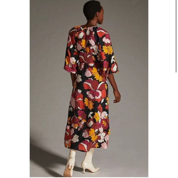 Maeve by Anthropologie Deep-V Ruched Midi Dress - Picture 2 of 9